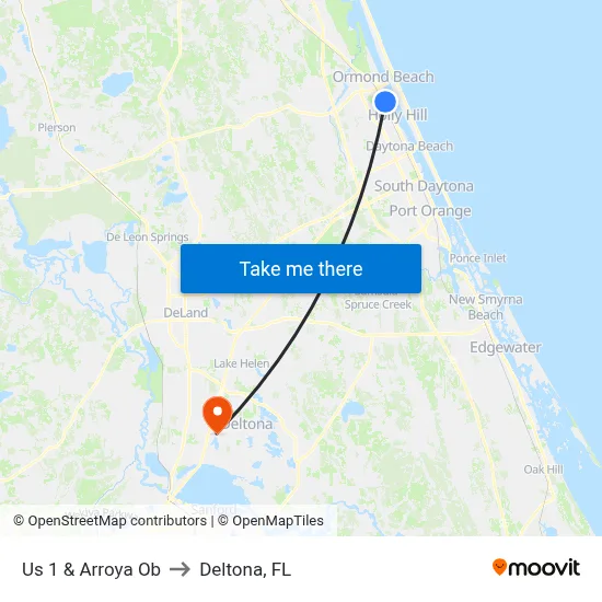 Us 1 & Arroya Ob to Deltona, FL map