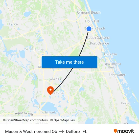 Mason & Westmoreland Ob to Deltona, FL map