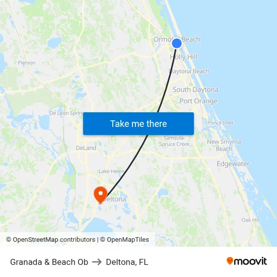 Granada & Beach Ob to Deltona, FL map