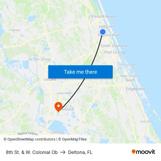 8th St. & W. Colonial Ob to Deltona, FL map