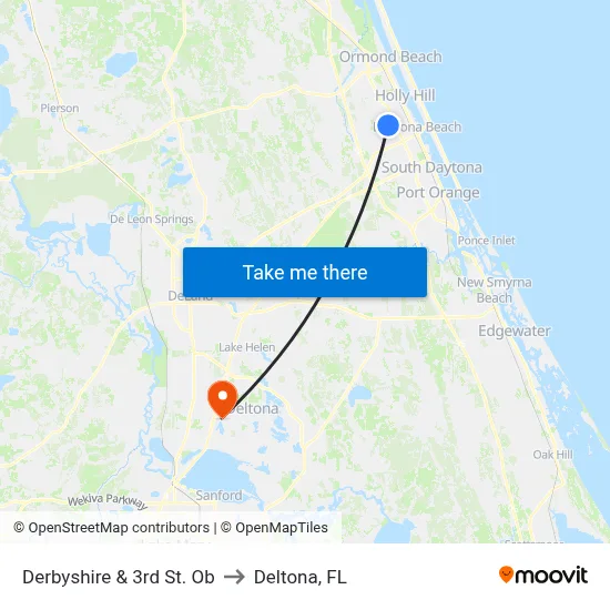 Derbyshire & 3rd St. Ob to Deltona, FL map