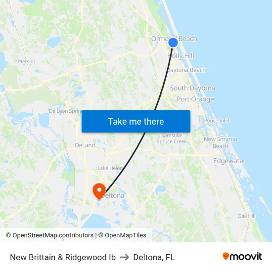 New Brittain & Ridgewood Ib to Deltona, FL map