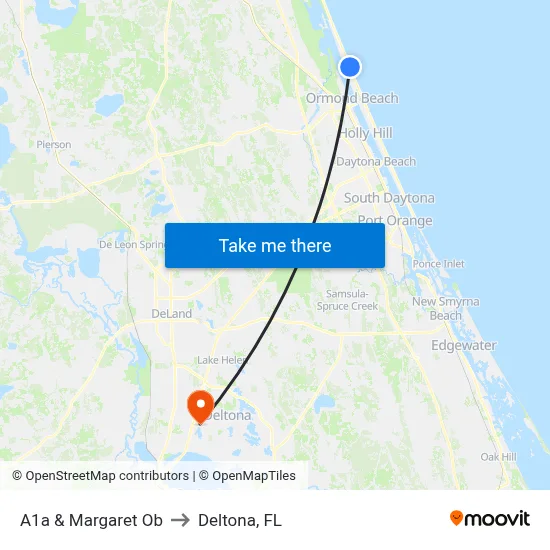 A1a & Margaret Ob to Deltona, FL map