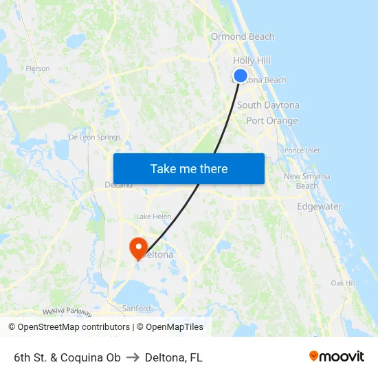6th St. & Coquina Ob to Deltona, FL map