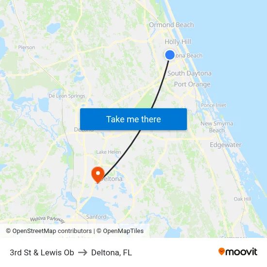 3rd St & Lewis Ob to Deltona, FL map