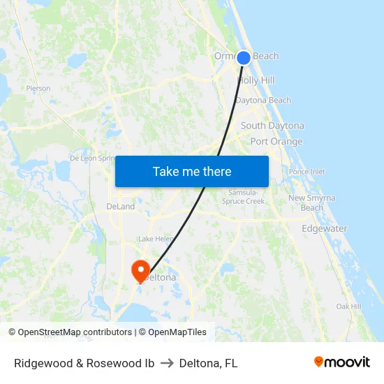 Ridgewood & Rosewood Ib to Deltona, FL map