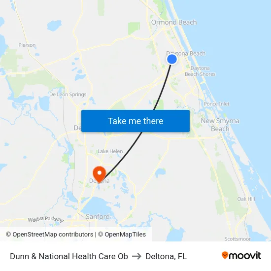 Dunn & National Health Care Ob to Deltona, FL map