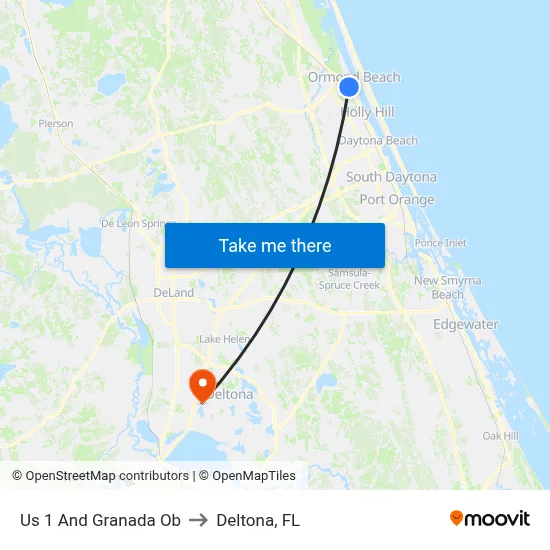Us 1 And Granada Ob to Deltona, FL map