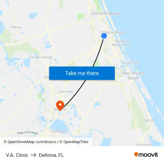 V.A. Clinic to Deltona, FL map
