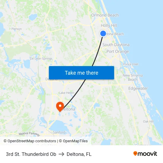 3rd St. Thunderbird Ob to Deltona, FL map