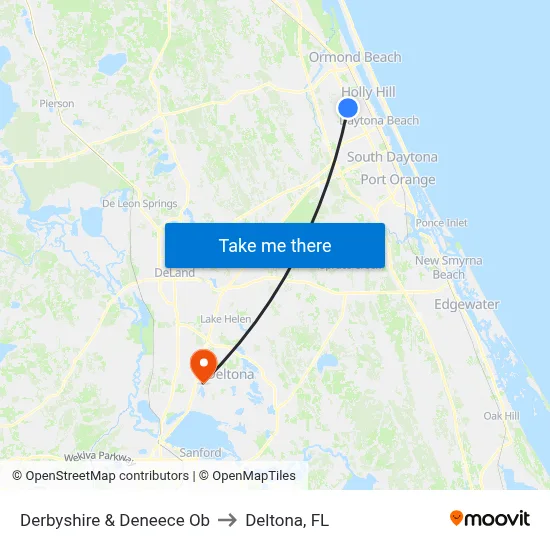 Derbyshire & Deneece Ob to Deltona, FL map