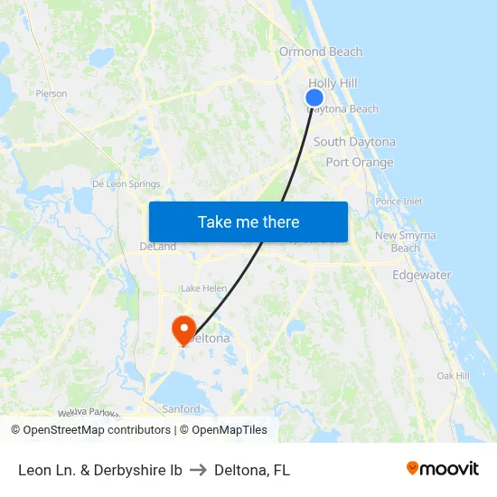 Leon Ln. & Derbyshire Ib to Deltona, FL map