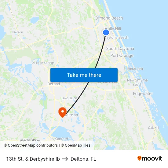 13th St. & Derbyshire Ib to Deltona, FL map