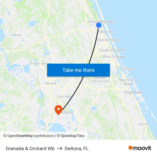 Granada & Orchard  Wb to Deltona, FL map