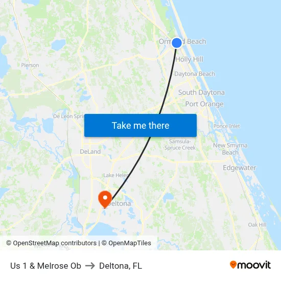 Us 1 & Melrose Ob to Deltona, FL map