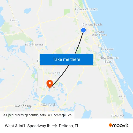 West & Int'L Speedway Ib to Deltona, FL map
