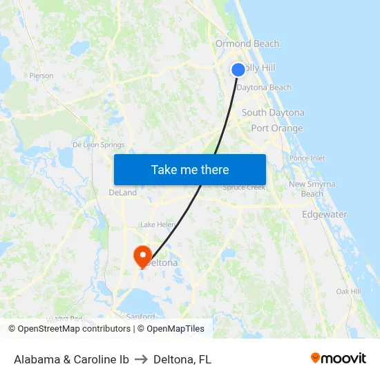 Alabama & Caroline Ib to Deltona, FL map