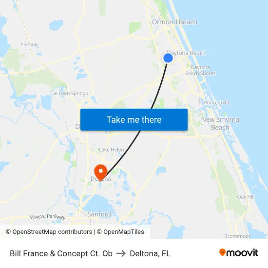 Bill France & Concept Ct. Ob to Deltona, FL map