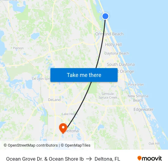 Ocean Grove Dr. & Ocean Shore Ib to Deltona, FL map