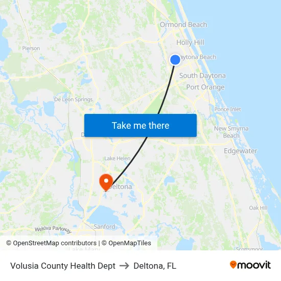 Volusia County Health Dept to Deltona, FL map