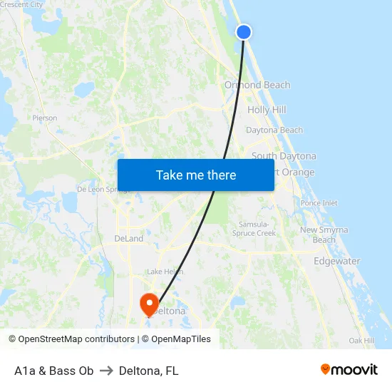 A1a & Bass Ob to Deltona, FL map
