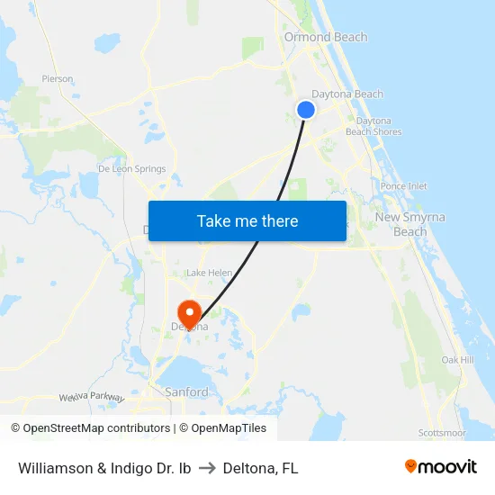 Williamson & Indigo Dr. Ib to Deltona, FL map