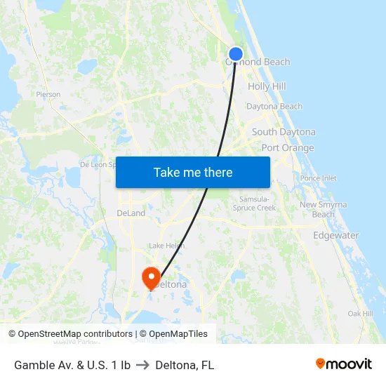 Gamble Av. & U.S. 1 Ib to Deltona, FL map