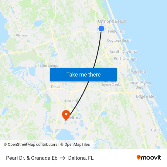 Pearl Dr. & Granada Eb to Deltona, FL map