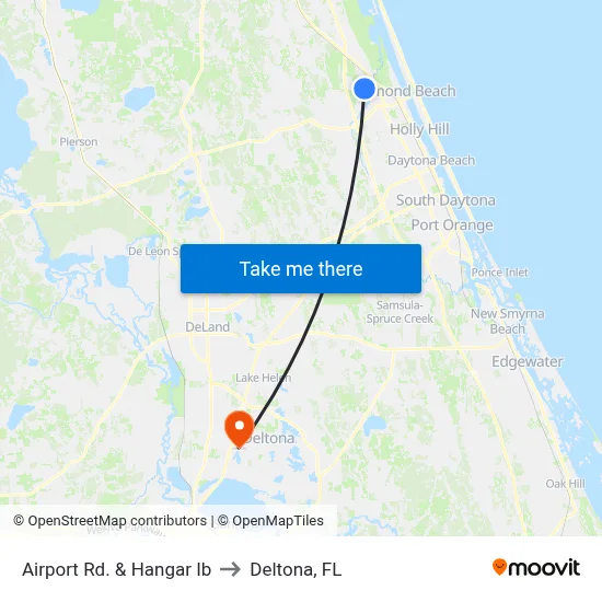 Airport Rd. & Hangar Ib to Deltona, FL map