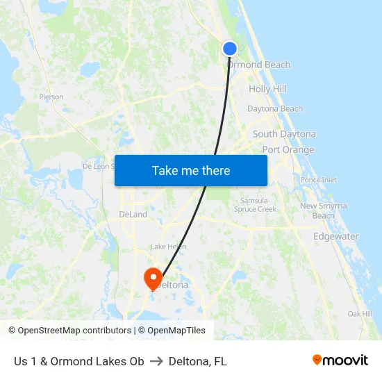 Us 1 & Ormond Lakes Ob to Deltona, FL map