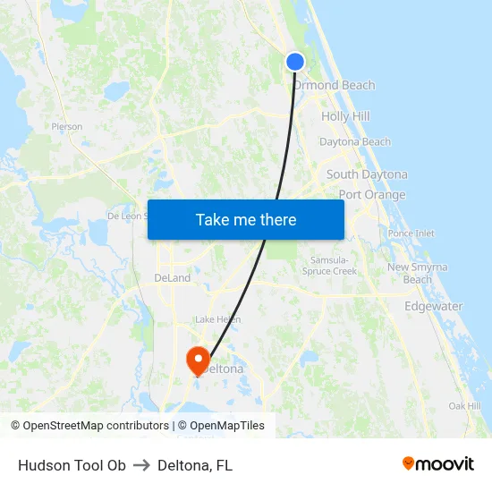 Hudson Tool Ob to Deltona, FL map