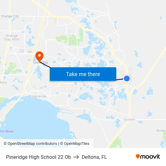 Pineridge High School 22 Ob to Deltona, FL map