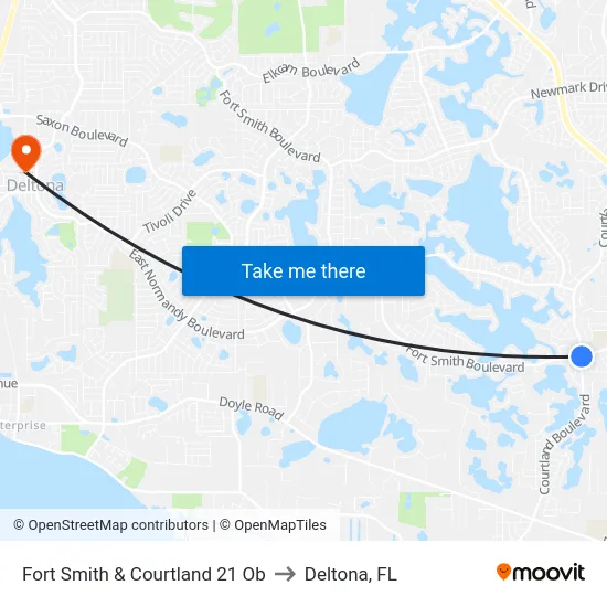 Fort Smith  & Courtland 21 Ob to Deltona, FL map