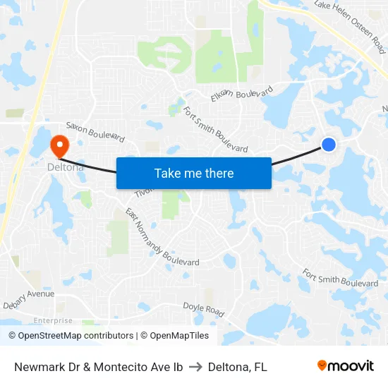 Newmark Dr  & Montecito Ave Ib to Deltona, FL map