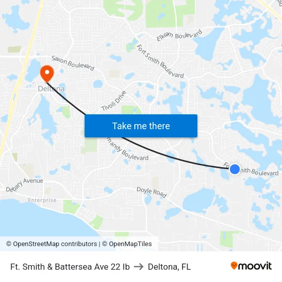 Ft. Smith & Battersea  Ave 22 Ib to Deltona, FL map
