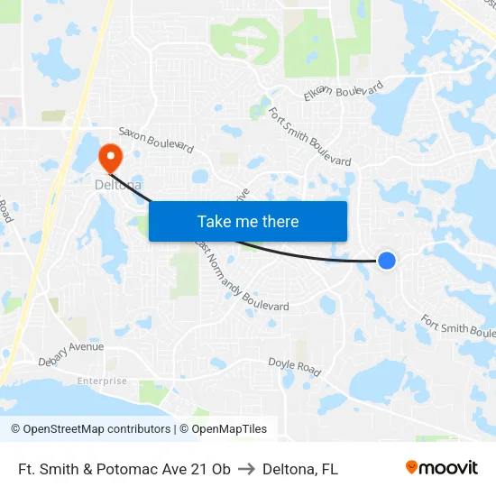 Ft. Smith & Potomac Ave 21 Ob to Deltona, FL map