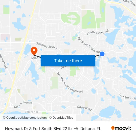 Newmark Dr & Fort Smith Blvd 22 Ib to Deltona, FL map