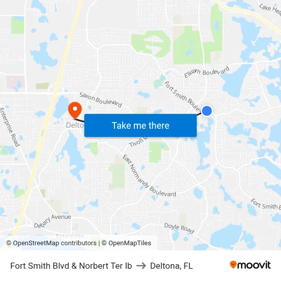 Fort Smith  Blvd & Norbert Ter  Ib to Deltona, FL map