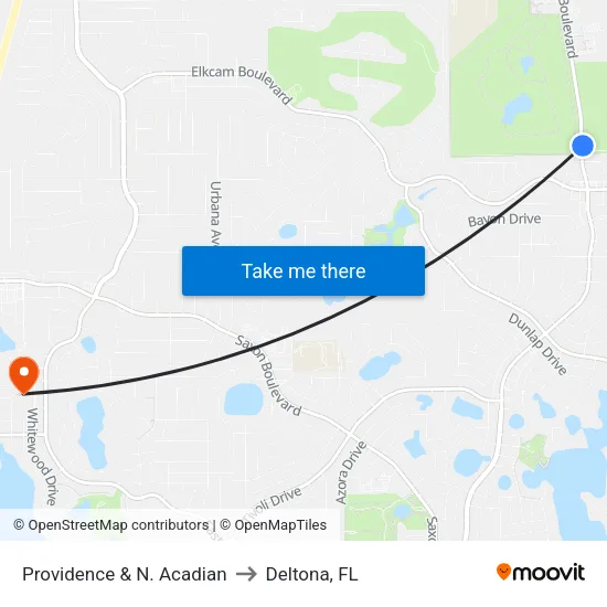 Providence & N. Acadian to Deltona, FL map