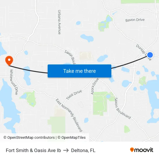 Fort Smith & Oasis Ave Ib to Deltona, FL map