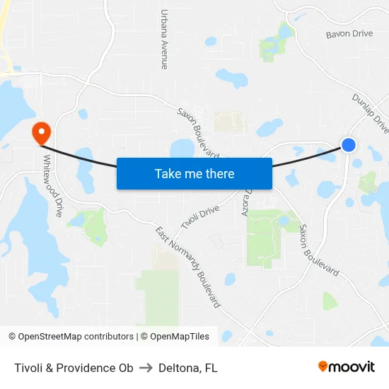 Tivoli & Providence Ob to Deltona, FL map