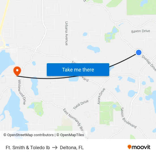 Ft. Smith & Toledo Ib to Deltona, FL map