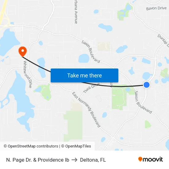 N. Page Dr. & Providence Ib to Deltona, FL map
