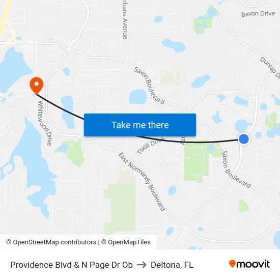Providence Blvd & N Page Dr Ob to Deltona, FL map
