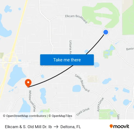 Elkcam & S. Old Mill Dr. Ib to Deltona, FL map