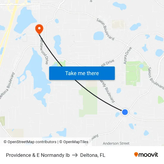Providence  & E Normandy Ib to Deltona, FL map