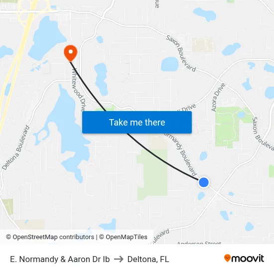 E. Normandy & Aaron Dr Ib to Deltona, FL map