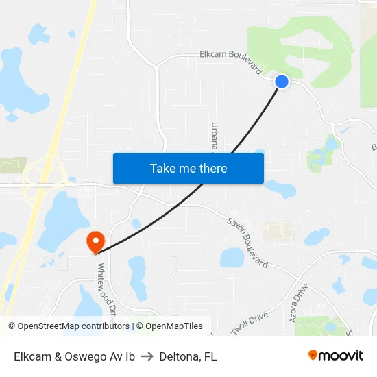 Elkcam & Oswego Av Ib to Deltona, FL map