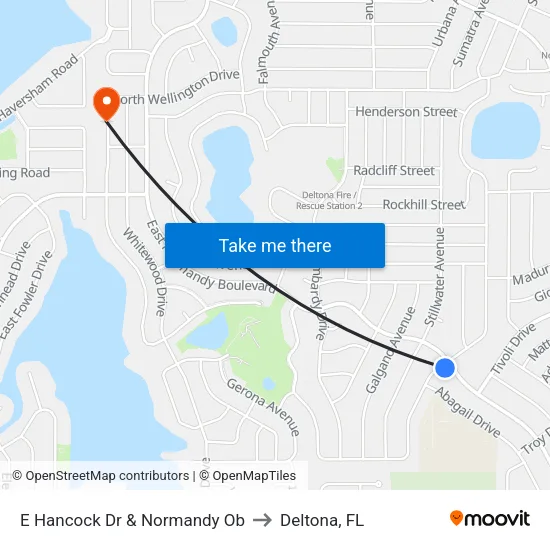 E Hancock Dr & Normandy Ob to Deltona, FL map