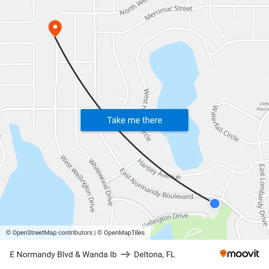 E Normandy Blvd & Wanda Ib to Deltona, FL map